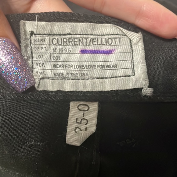 💖 Current/Elliott Black Denim Mini Skirt in Night Wash with Paint - Picture 6 of 7